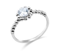 Ball Pattern with CZ Silver Ring NSR-528